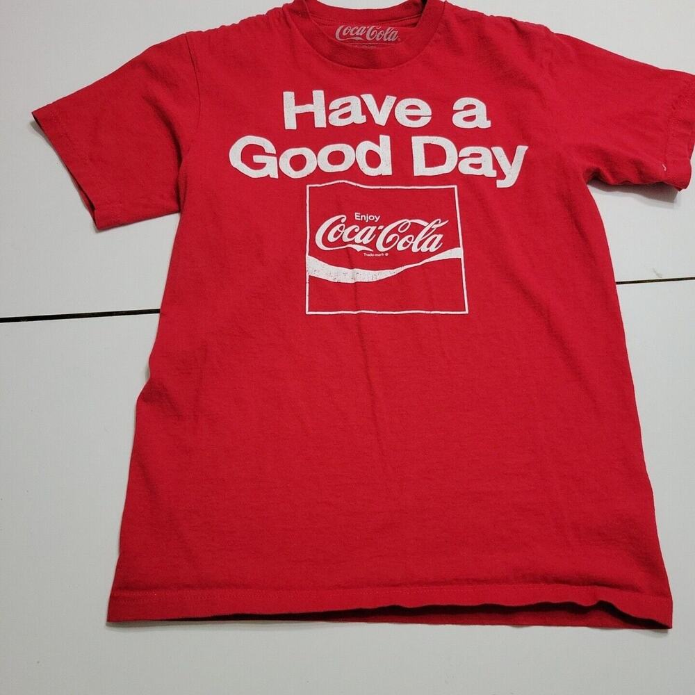 Coca Cola Tee Womens Shirt Red Small Comfort Stretch Have A Good Day Enjoy Top